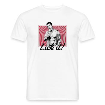 Retro Pop Art: Eiscreme Pose - Männer T-Shirt - Weiß - Vorne - AI Model Male 178 dark (178cm)