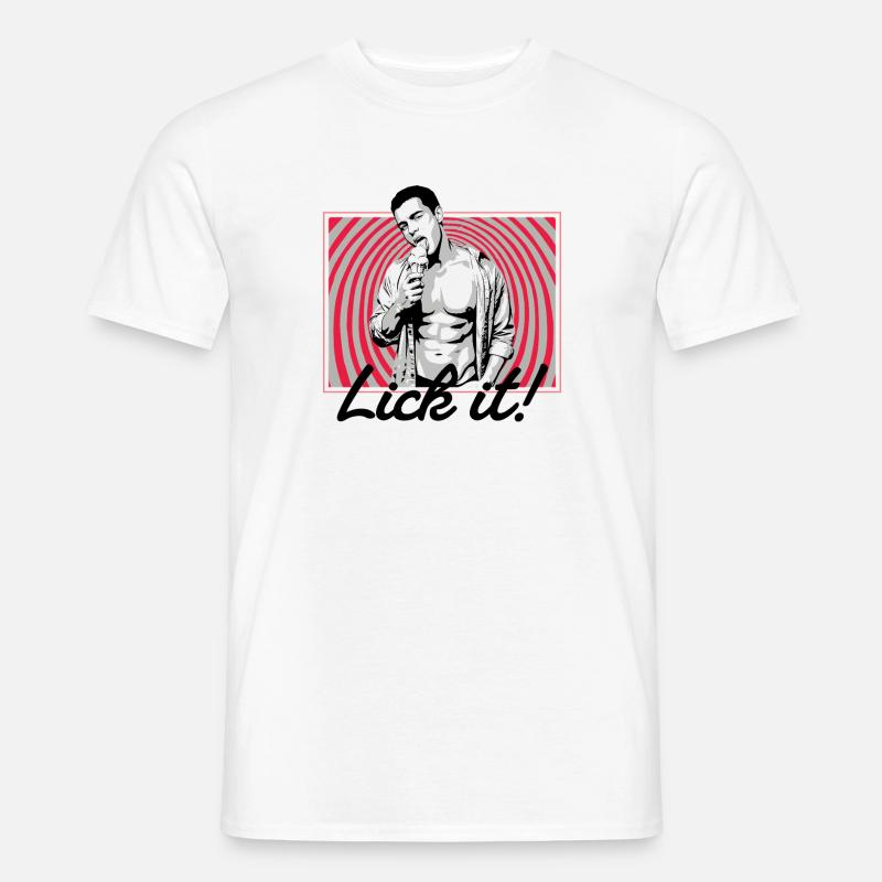 Retro Pop Art: Eiscreme Pose - Männer T-Shirt - Weiß