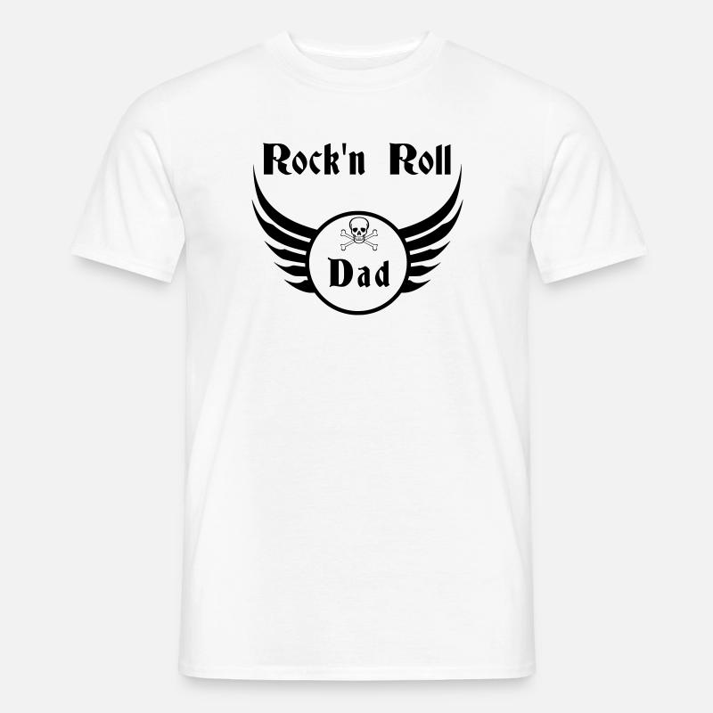 Dad Rock and Roll Skull Wings - Männer T-Shirt - Weiß