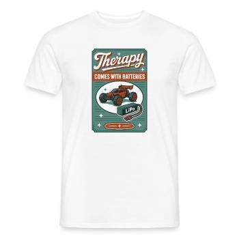 Therapy with battery | RC Car LiPo - Men's T-Shirt - white - Front - AI Model Male 178 dark (178cm)