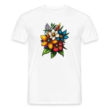 Bouquet d’explosion de couleurs - T-shirt homme - blanc - Devant - AI Model Male 178 dark (178cm)