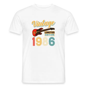 Vintage 1986 Guitar Limited Edition Tee Design - Men's T-Shirt - white - Front - AI Model Male 178 dark (178cm)