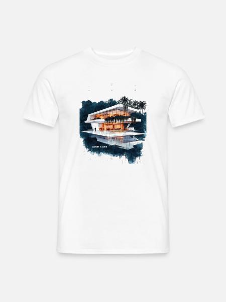 Luxury Is Loud – Tropical Modern Villa Skizze - Männer T-Shirt - Weiß