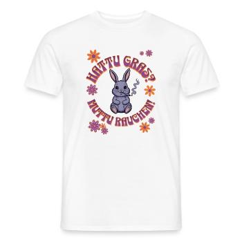 Canabis Hase - Hattu Gras? - Männer T-Shirt - Weiß - Vorne - AI Model Male 178 dark (178cm)