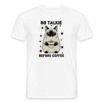 Kein Gespräch Vor Kaffee Liebhaber Katze - Männer T-Shirt - Weiß - Vorne - AI Model Male 178 dark (178cm)