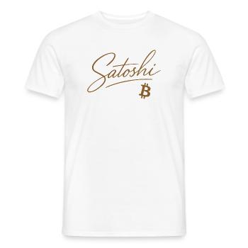Edles Satoshi Motiv für Bitcoin Fans & Miner - Männer T-Shirt - Weiß - Vorne - AI Model Male 178 dark (178cm)