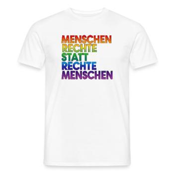 Regenbogen Statement Spruch Menschenrechte - Männer T-Shirt - Weiß - Vorne - AI Model Male 178 dark (178cm)