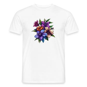 Tropical Flower Bouquet – Colour Explosion - Men's T-Shirt - white - Front - AI Model Male 178 dark (178cm)