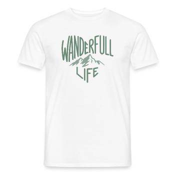 Wanderfull Life, Funny Pun Hiking - Men's T-Shirt - white - Front - AI Model Male 178 dark (178cm)