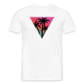 Sunset Palmen Dreieck-Print - Männer T-Shirt - Weiß - Vorne - AI Model Male 178 dark (178cm)