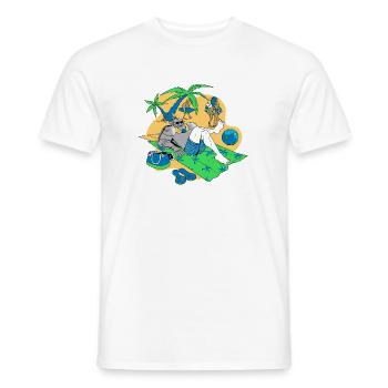 Entspannter Ritter am tropischen Strand - Männer T-Shirt - Weiß - Vorne - AI Model Male 178 dark (178cm)