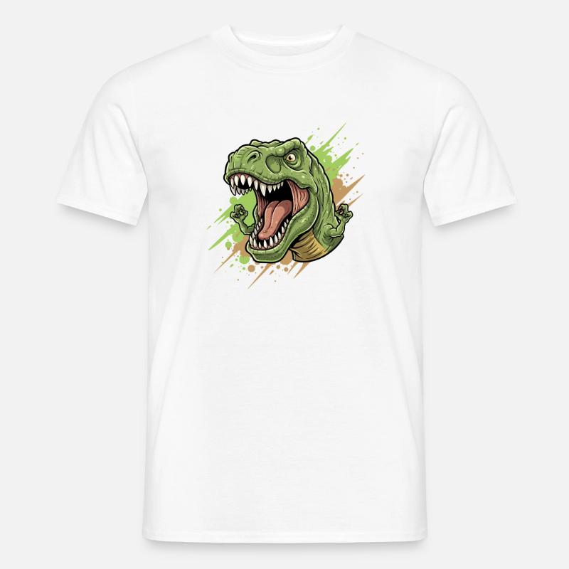 Wütender T Rex mit Farbschwall - Männer T-Shirt - Weiß