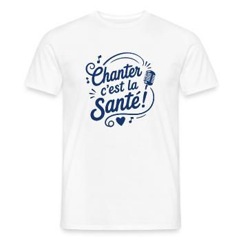 Chanter c’est la Santé Microphone - T-shirt homme - blanc - Devant - AI Model Male 178 dark (178cm)
