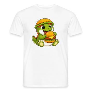 Süßer T-Rex Cartoon Dino Burger Fast Food Reptil - Männer T-Shirt - Weiß - Vorne - AI Model Male 178 dark (178cm)