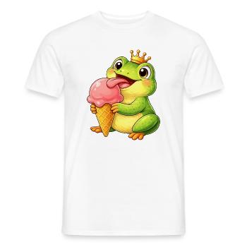 Süßer Frosch mit Eiskrone Sommer Eiscreme Cartoon - Men's T-Shirt - white - Front - AI Model Male 178 dark (178cm)