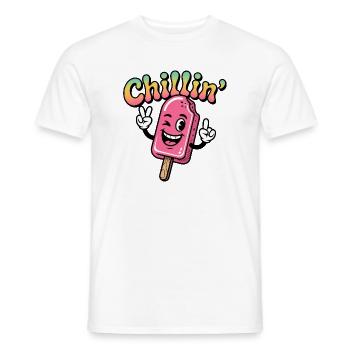 Retro Chillin Pink Eis am Stiel Zeichentrick - Männer T-Shirt - Weiß - Vorne - AI Model Male 178 dark (178cm)