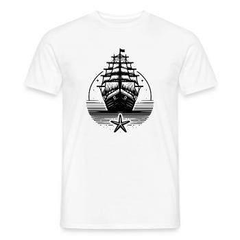 Silhouette de navire à voile Vintage Sea - T-shirt homme - blanc - Devant - AI Model Male 178 dark (178cm)
