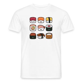 Sushi Lustiges japanisches Essen Sashimi Niedlich  - Männer T-Shirt - Weiß - Vorne - AI Model Male 178 dark (178cm)