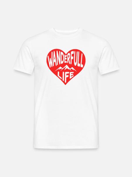 Wanderfull Life, Wander-Herz mit Bergsilhouetten - Männer T-Shirt - Weiß