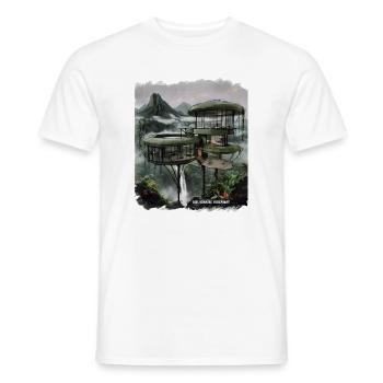 BILLIONAIRE HIDEAWAY - Futuristic Jungle Villa  - Men's T-Shirt - white - Front - AI Model Male 178 dark (178cm)