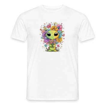 Extraterrestre amoureux des fleurs avec des cœurs de fleurs - T-shirt homme - blanc - Devant - AI Model Male 178 dark (178cm)