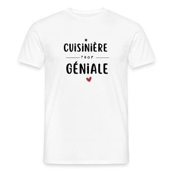 Cuisinière trop géniale Chef Cadeau - T-shirt homme - blanc - Devant - AI Model Male 178 dark (178cm)