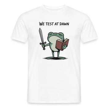 We Test at Dawn Frog Knight Reading - Men's T-Shirt - white - Front - AI Model Male 178 dark (178cm)