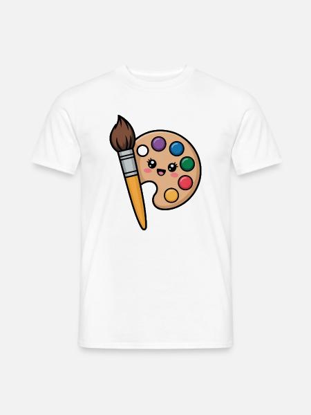 Maler Pinsel und Farb-Palette - Männer T-Shirt - Weiß