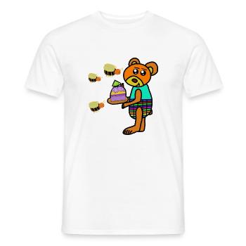 Bear with birthday cake children - Men's T-Shirt - white - Front - AI Model Male 178 dark (178cm)