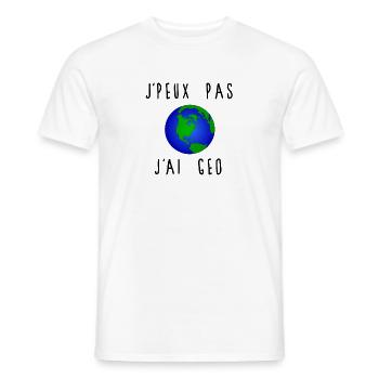 J'peux Pas J'ai Géo Terre - T-shirt homme - blanc - Devant - AI Model Male 178 dark (178cm)
