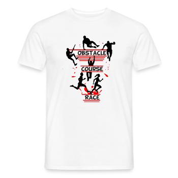 Course d’obstacles – Silhouette Full Action - T-shirt homme - blanc - Devant - AI Model Male 178 dark (178cm)