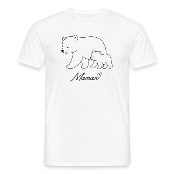 Maman Ourse Ourson Fête des Mères - T-shirt homme - blanc - Devant - AI Model Male 178 dark (178cm)