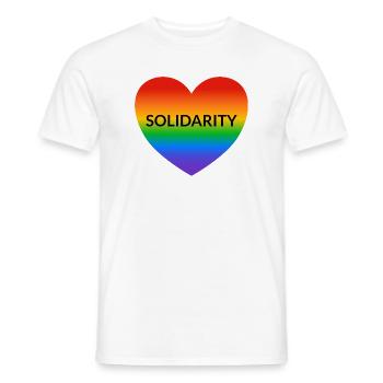 Solidarity Rainbow Heart LGBT Safe Space Gay Ally - Männer T-Shirt - Weiß - Vorne - AI Model Male 178 dark (178cm)