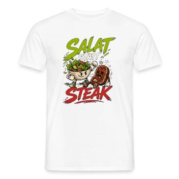 Salat statt Steak - lustig Vegan Vegetarisch Logo - Männer T-Shirt - Weiß - Vorne - AI Model Male 178 dark (178cm)