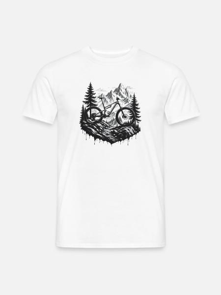 Mountainbike MTB Downhill Berge Natur Trail Sport - Männer T-Shirt - Weiß