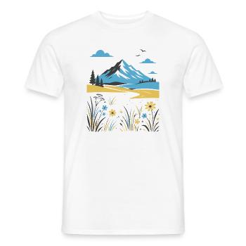 Berglandschaft mit Blütenwiesen - Männer T-Shirt - Weiß - Vorne - AI Model Male 178 dark (178cm)