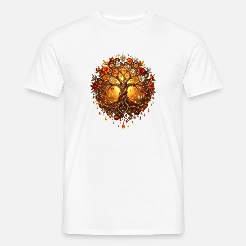 Feuerbaum in Mandala - Männer T-Shirt - Weiß