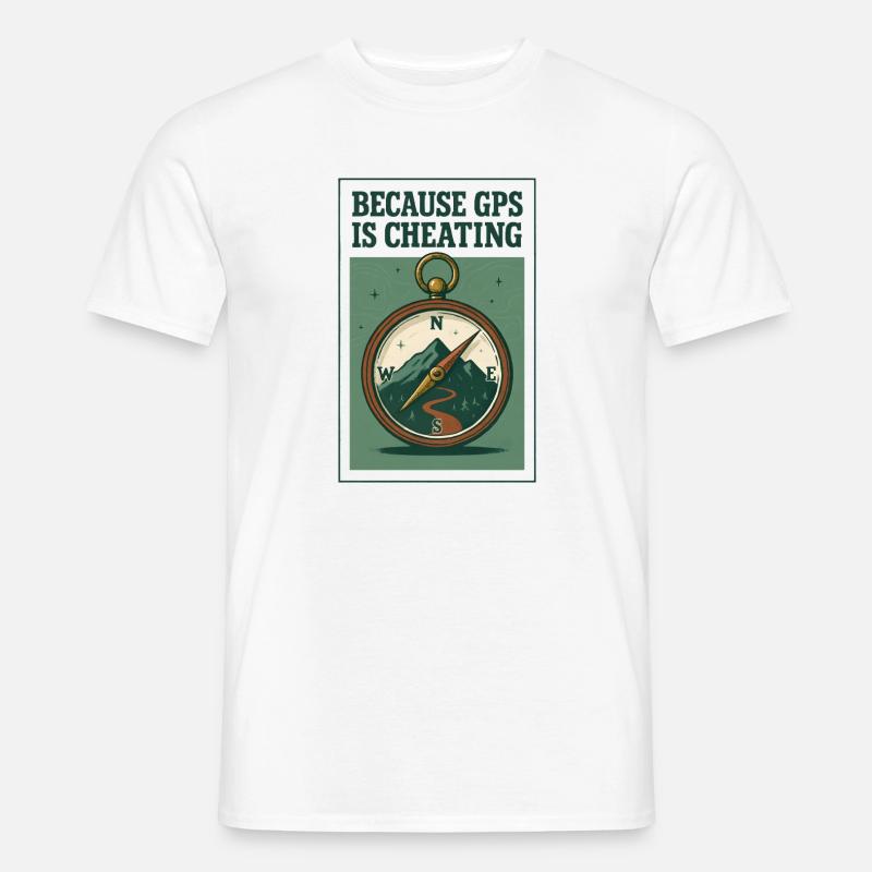 GPS is cheating | Compass Hiking - Men’s T-shirt - white