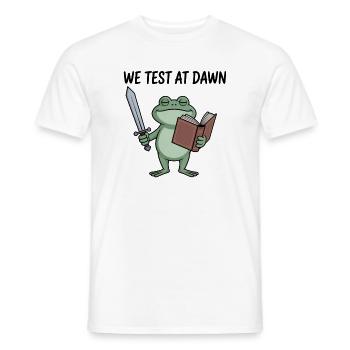 Dawn Quest Frog Sword & Book - Men's T-Shirt - white - Front - AI Model Male 178 dark (178cm)