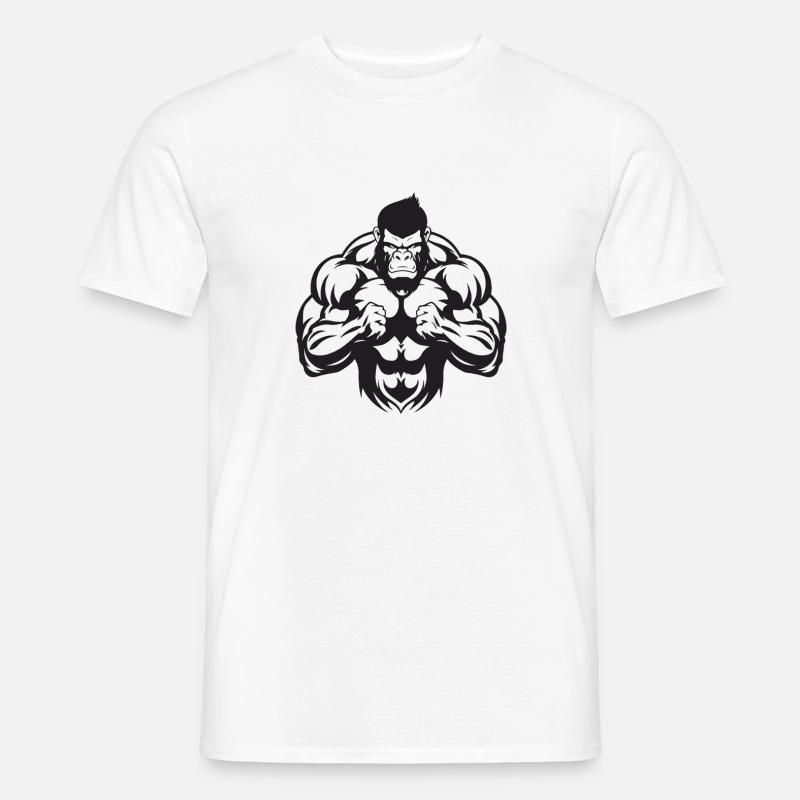 Gorilla Bodybuilding - Männer T-Shirt - Weiß