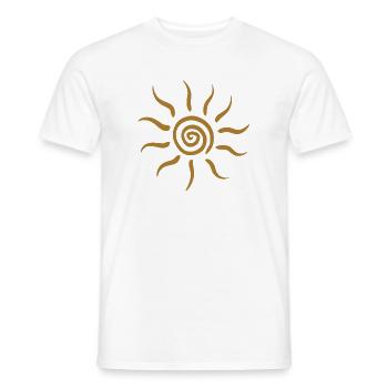 Goldener Spiral-Sonnenstrahl - Männer T-Shirt - Weiß - Vorne - AI Model Male 178 dark (178cm)