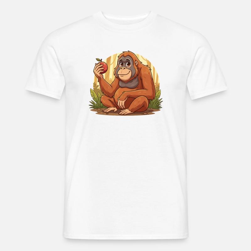 Orangutan mit Apfel – Dschungelcharme - Männer T-Shirt - Weiß