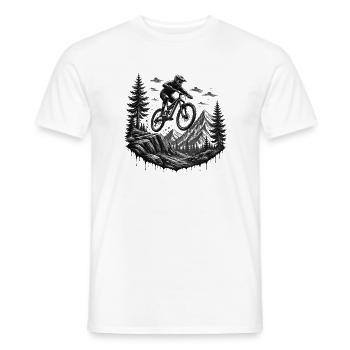 MTB Downhill Mountain Bike Trail Alps Mountains Sports - Men's T-Shirt - white - Front - AI Model Male 178 dark (178cm)