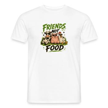 Friends not Food - Veggie/Vegan Animals Funny Motif - Men's T-Shirt - white - Front - AI Model Male 178 dark (178cm)