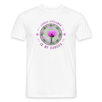 pink violet floral floral floral blossom - Men's T-Shirt - white - Front - AI Model Male 178 dark (178cm)