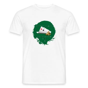 Deux cartes à jouer et trois boules triple baril - T-shirt homme - blanc - Devant - AI Model Male 178 dark (178cm)