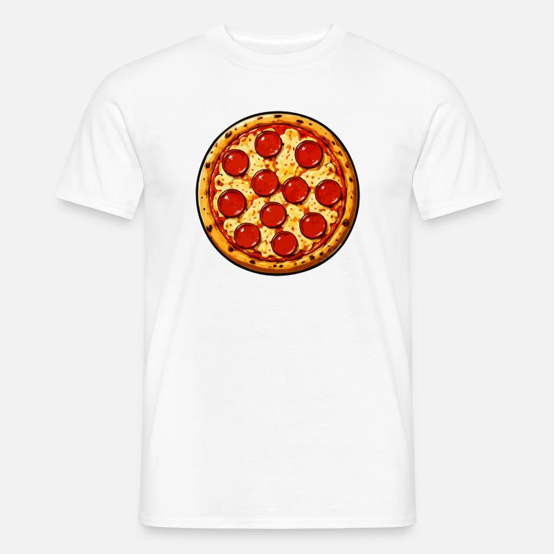 Pepperoni Pizza Illustration Comicstil - Männer T-Shirt - Weiß
