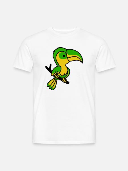 Toucan néon vert et jaune - T-shirt homme - blanc
