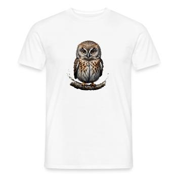 Tawny Owl Portrait on Branch - Men's T-Shirt - white - Front - AI Model Male 178 dark (178cm)