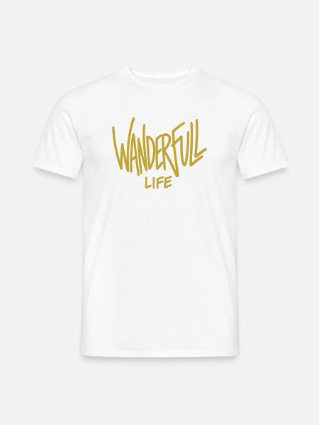 Wanderfull Life - Wortspiel Wandern - Männer T-Shirt - Weiß